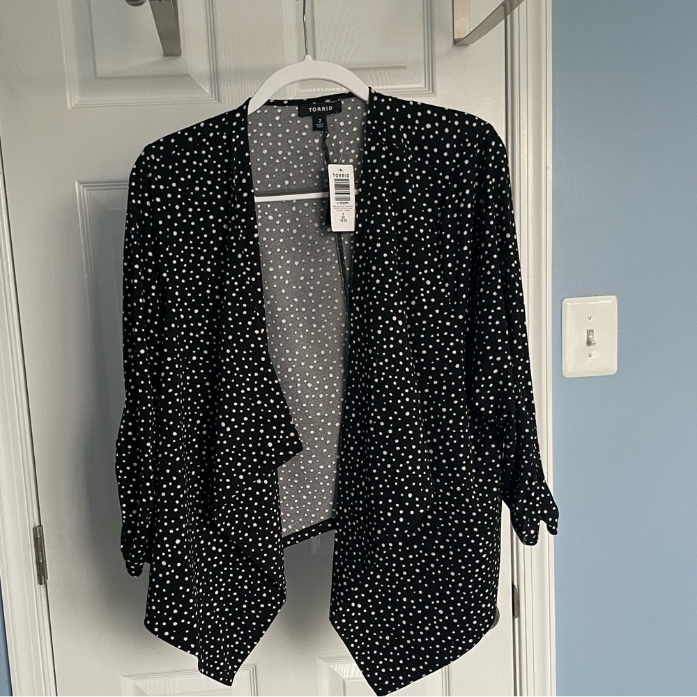 Torrid Black and White Dot Print Crepe Blazer